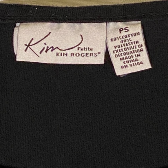 Kim Rogers black poinsettia shirt with beadwork. - Picture 4 of 5